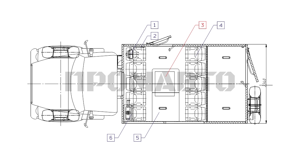 Схема Furgoneta de rotación para transportar pasajeros y cargas GAZ 33088 5