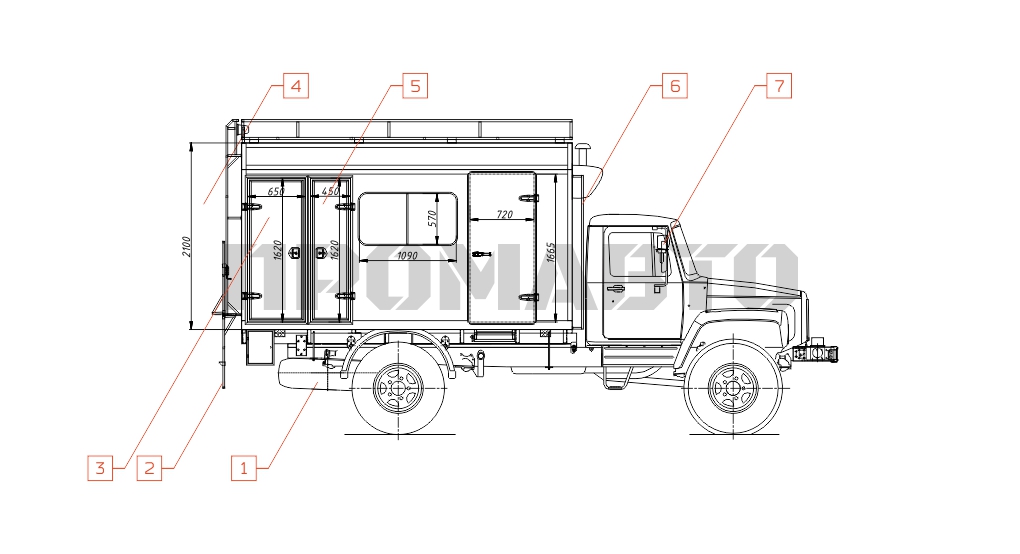 Схема Coche-taller en chasis GAZ 33081 6