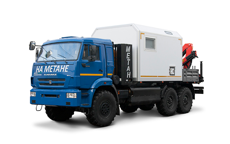 Camión-taller en el chasis KAMAZ 43118 con un motor de gas en metano 5