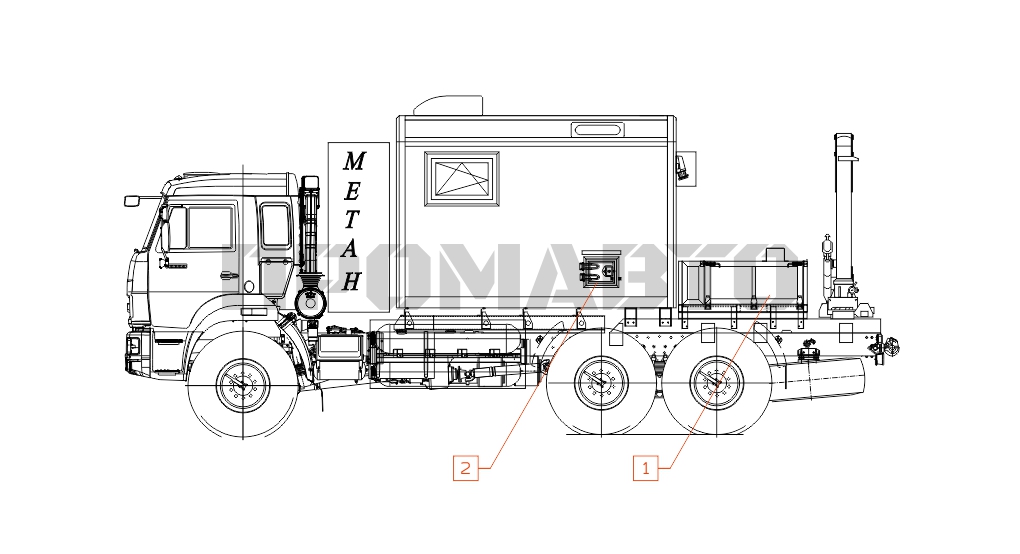 Схема Camión-taller en el chasis KAMAZ 43118 con un motor de gas en metano 5